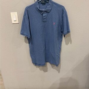 Ralph Lauren Blue Polo with Pink Logo